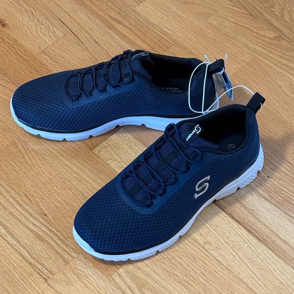 Skechers Navy Blue and White Men's Sneakers - Picture 4 of 6
